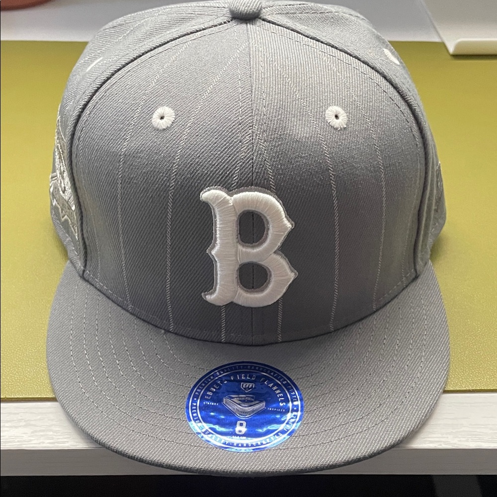 New EFF Brooklyn Royal Giants Gray Cap w White Embroidery and pin stripes sz 8